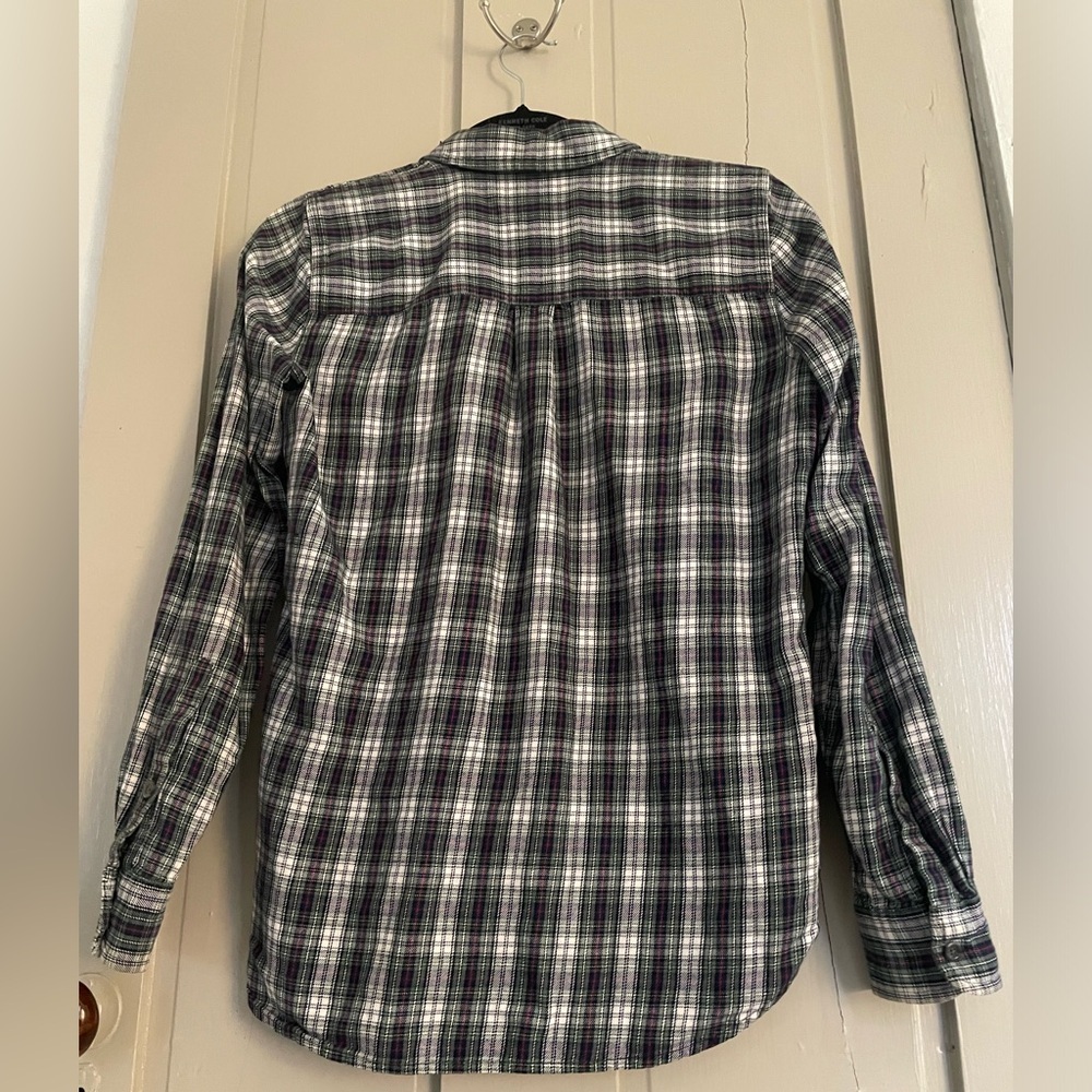 Madewell Green White Red Plaid Button-Up Shirt Flannel Coverup Light Soft Cute - Picture 9 of 16